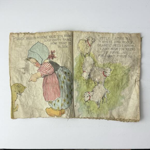 RARE Antique Saalfield Muslin Book "FOND PETS" 1928 Cloth Baby Book.‎ T63 - Picture 2 of 16